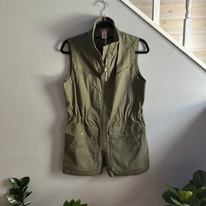 NWOT Duluth Trading fire hose canvas olive green LONG heavy duty utility vest